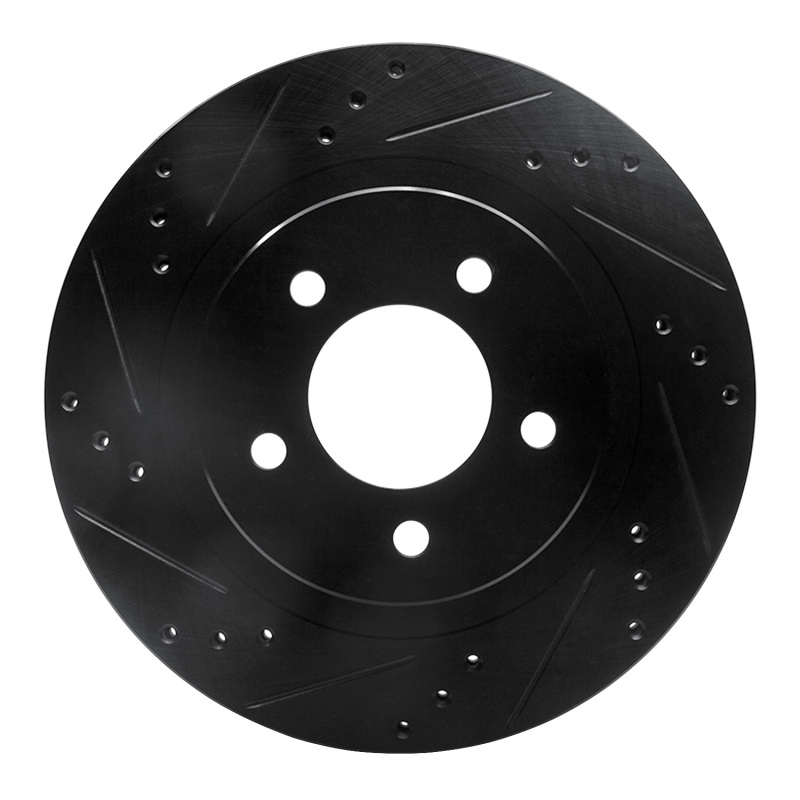 Chrysler 300M Brake Rotor (1) - Front Left - R1 Concepts - Drilled & Slotted - Black - `98-`04